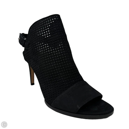 Aden II Perforated Newbuck Peep Toe Slingback Stiletto Mules By Vince In Black, Size: 11