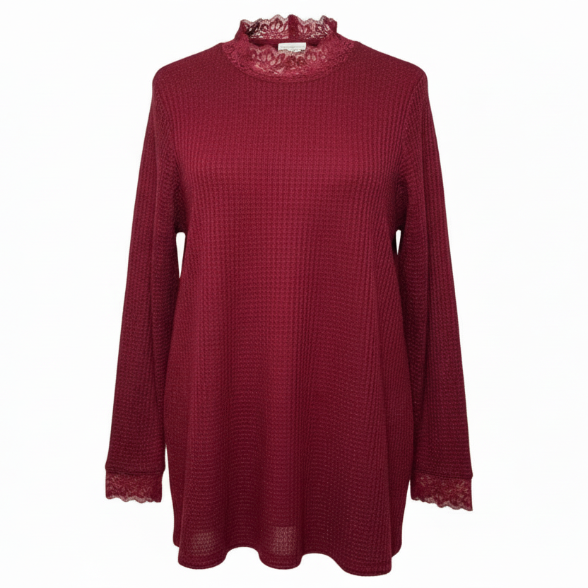 Top Long Sleeve By Logo In Red, Size: 1X