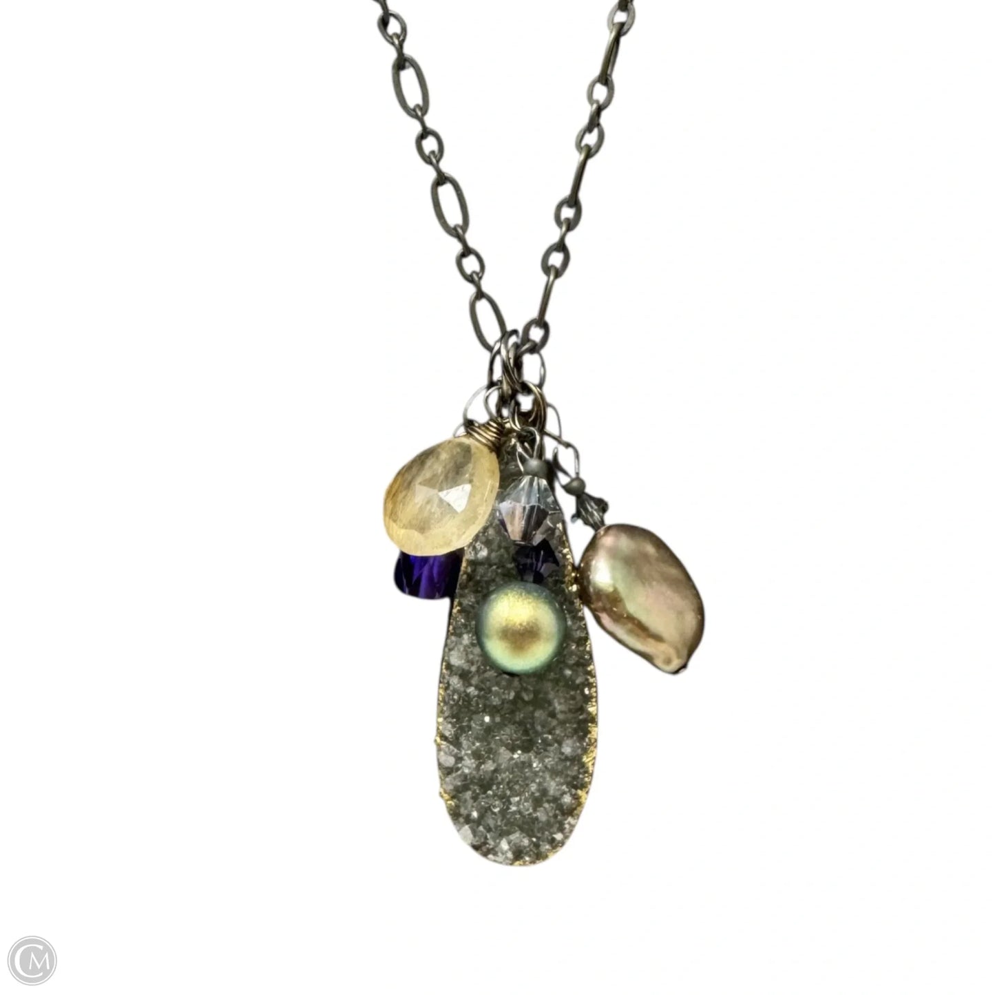 Druzy Pendant Necklace Long