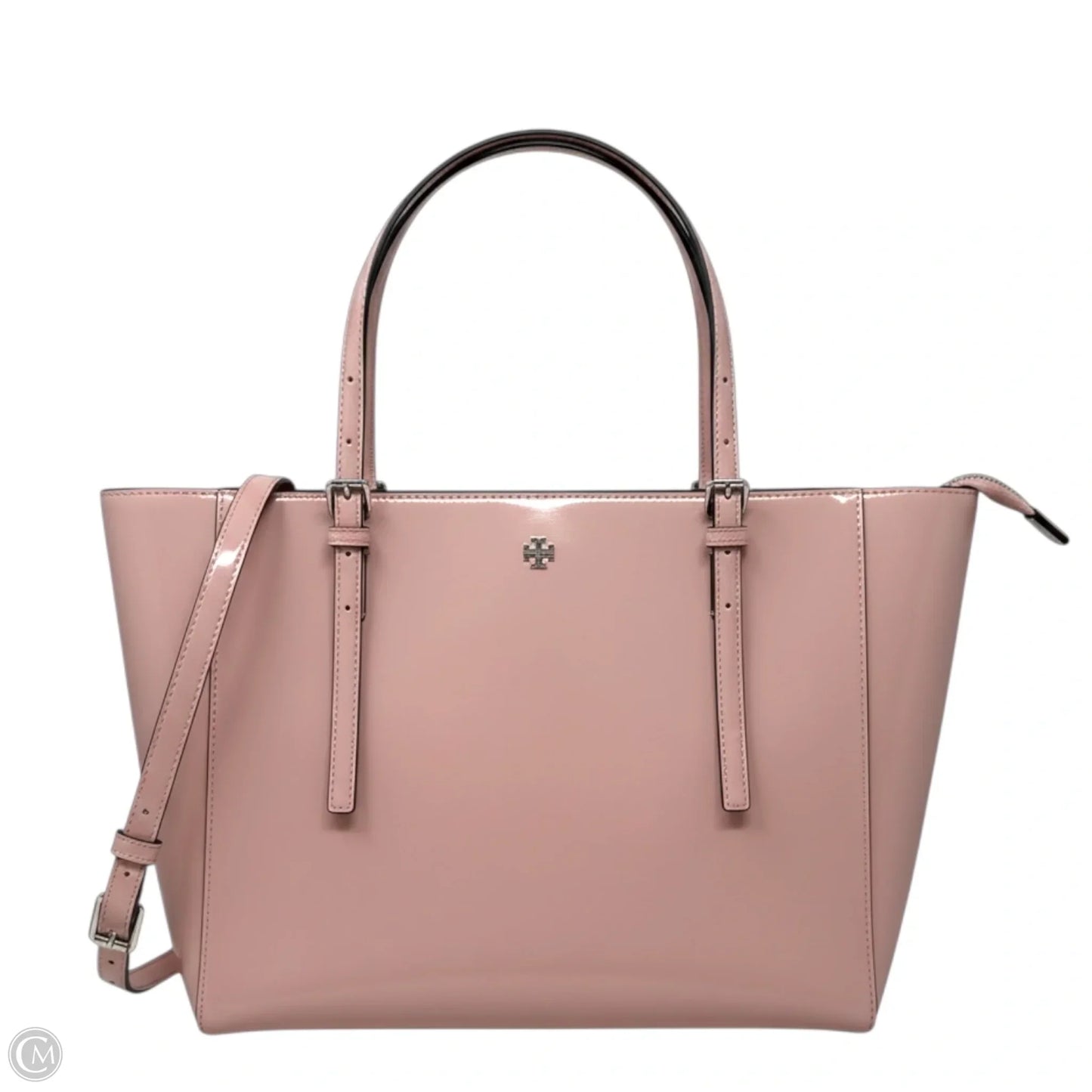Emerson Patent Leather Tote In Clay Pink Designer By Tory Burch, Size: Medium