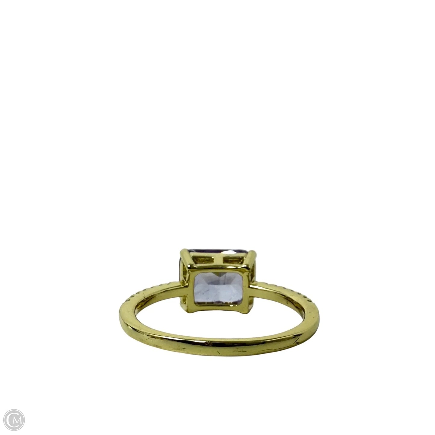 Gold Over Sterling Silver & Purple Stone Statement Ring, Size: 8