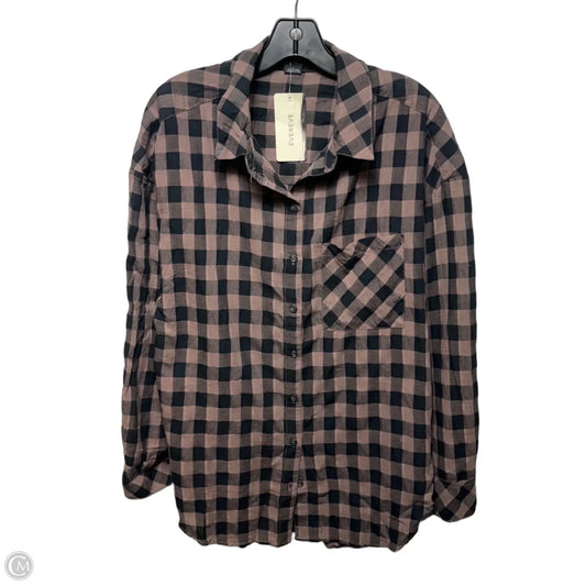 Check Boyfriend Tunic Top Long Sleeve By Sanctuary In Checkered Pattern, Size: L