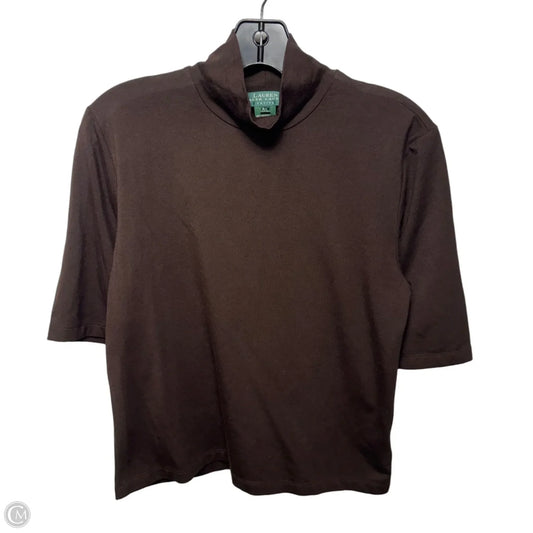 Turtleneck Top Short Sleeve By Lauren By Ralph Lauren In Brown, Size: LP