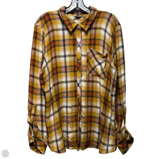 Top Long Sleeve By Cato In Plaid Pattern, Size: Xl