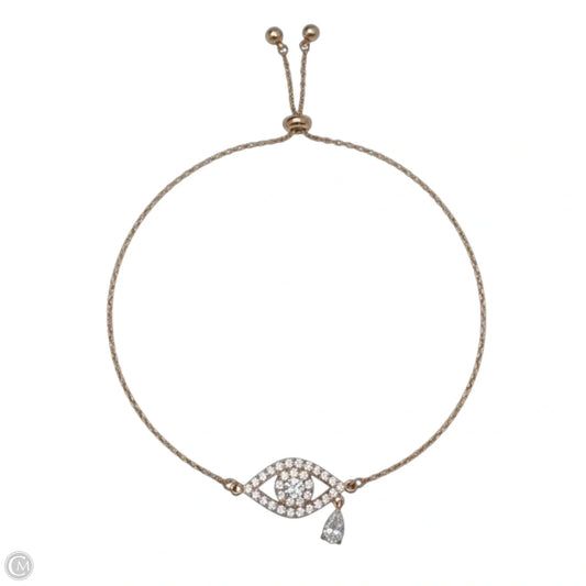 Rose Gold Tone & Crystal Evil Eye Bolo Bracelet