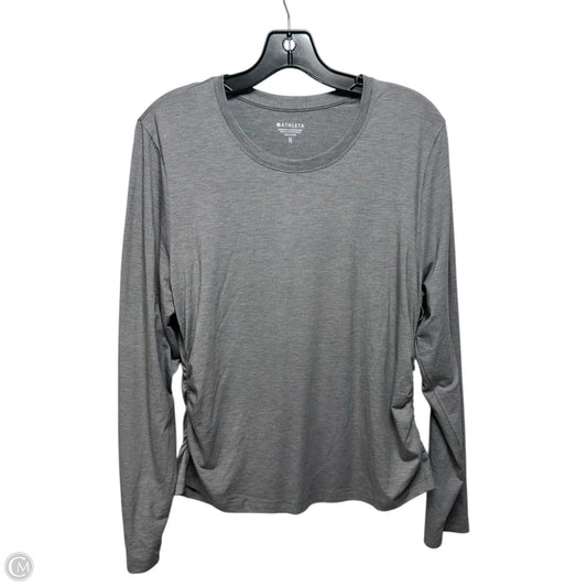 Ruched Side Athletic Top Long Sleeve Crewneck By Athleta In Grey, Size: Xl