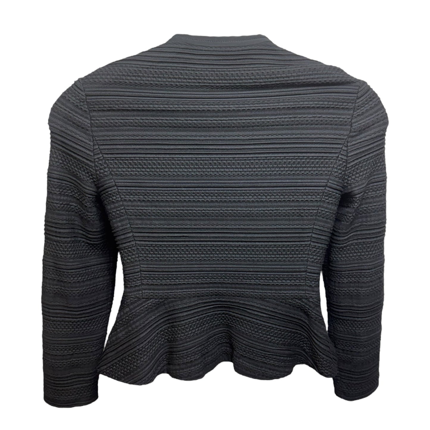 Texture Knit Zip Front Fitted Jacket By Rebecca Taylor In Black, Size: 10