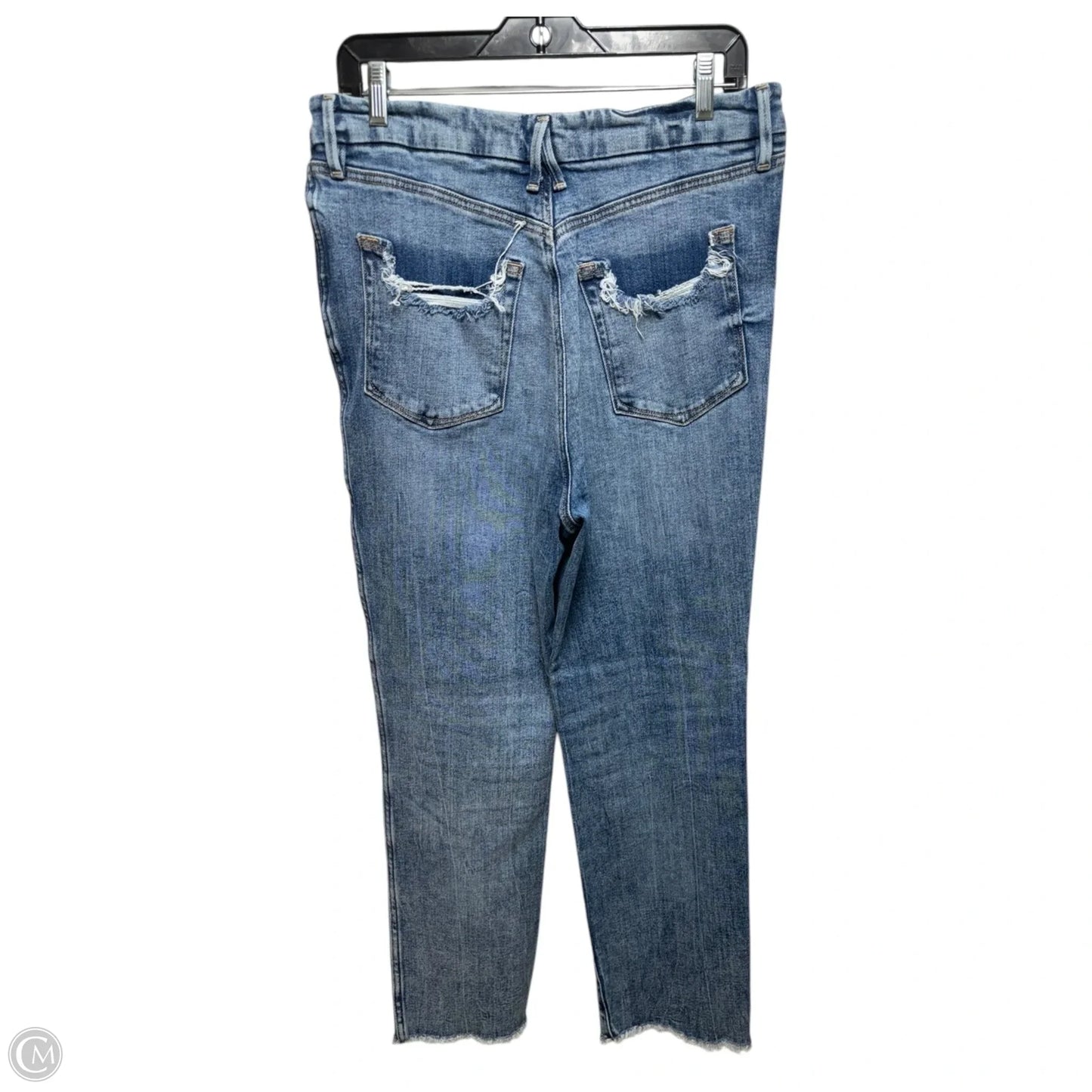 Crossover Distressed Jeans Straight By Good American In Blue Denim, Size: 12