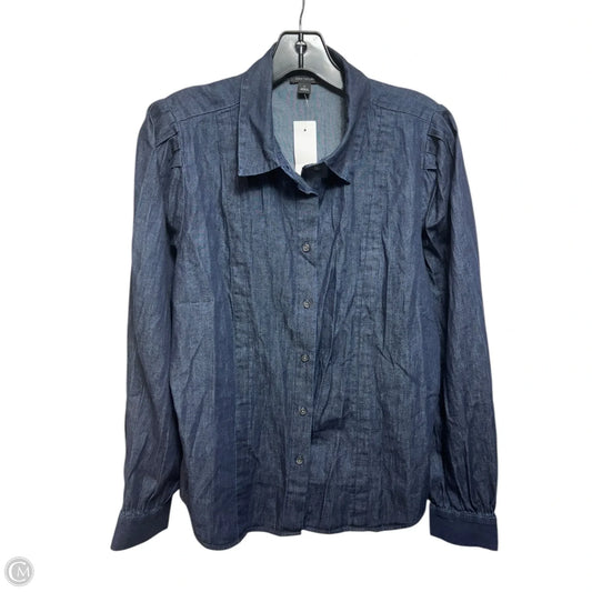 Top Long Sleeve By Ann Taylor In Blue Denim, Size: M