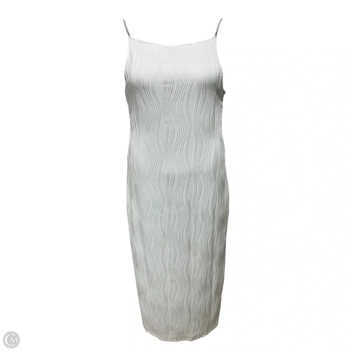 The Wave Textured Pearl Strap Midi Dress By Rihoas In White, Size: XL