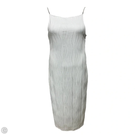 The Wave Textured Pearl Strap Midi Dress By Rihoas In White, Size: XL