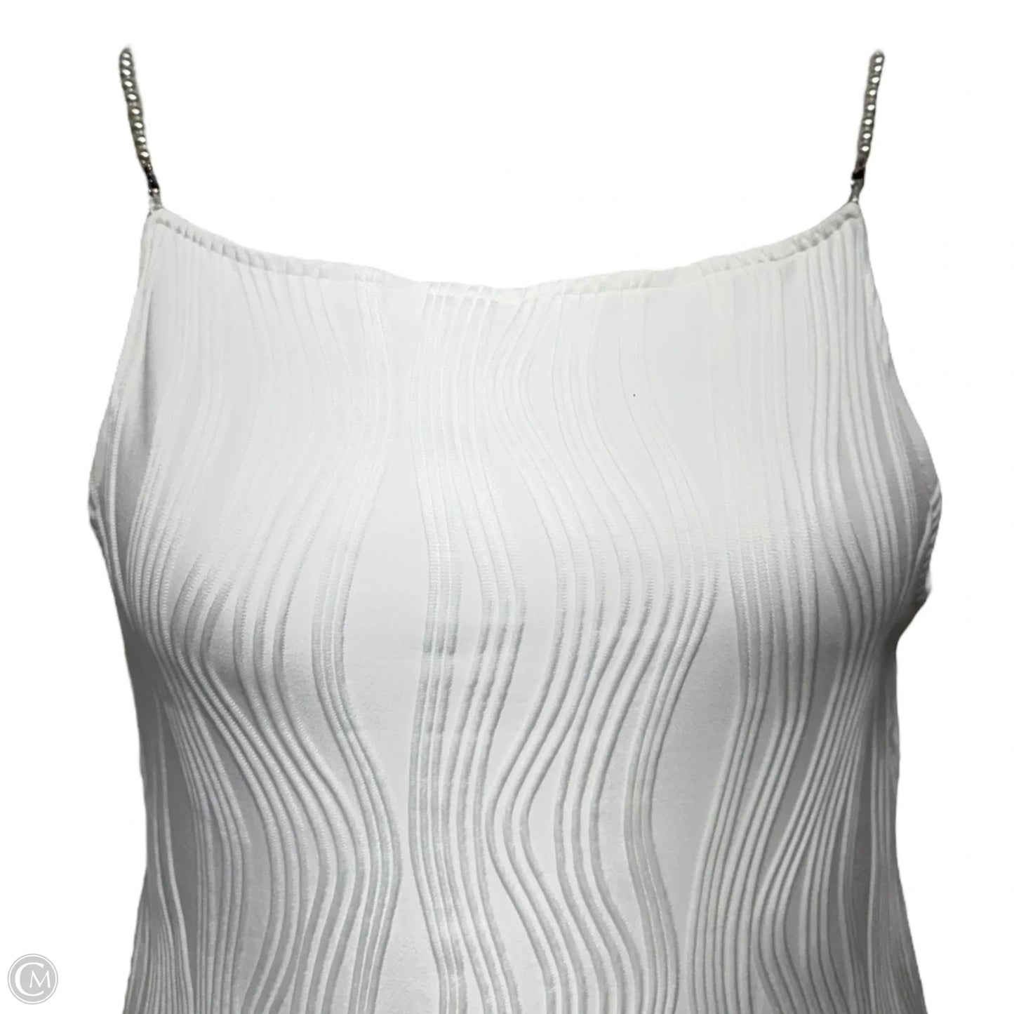 The Wave Textured Pearl Strap Midi Dress By Rihoas In White, Size: XL