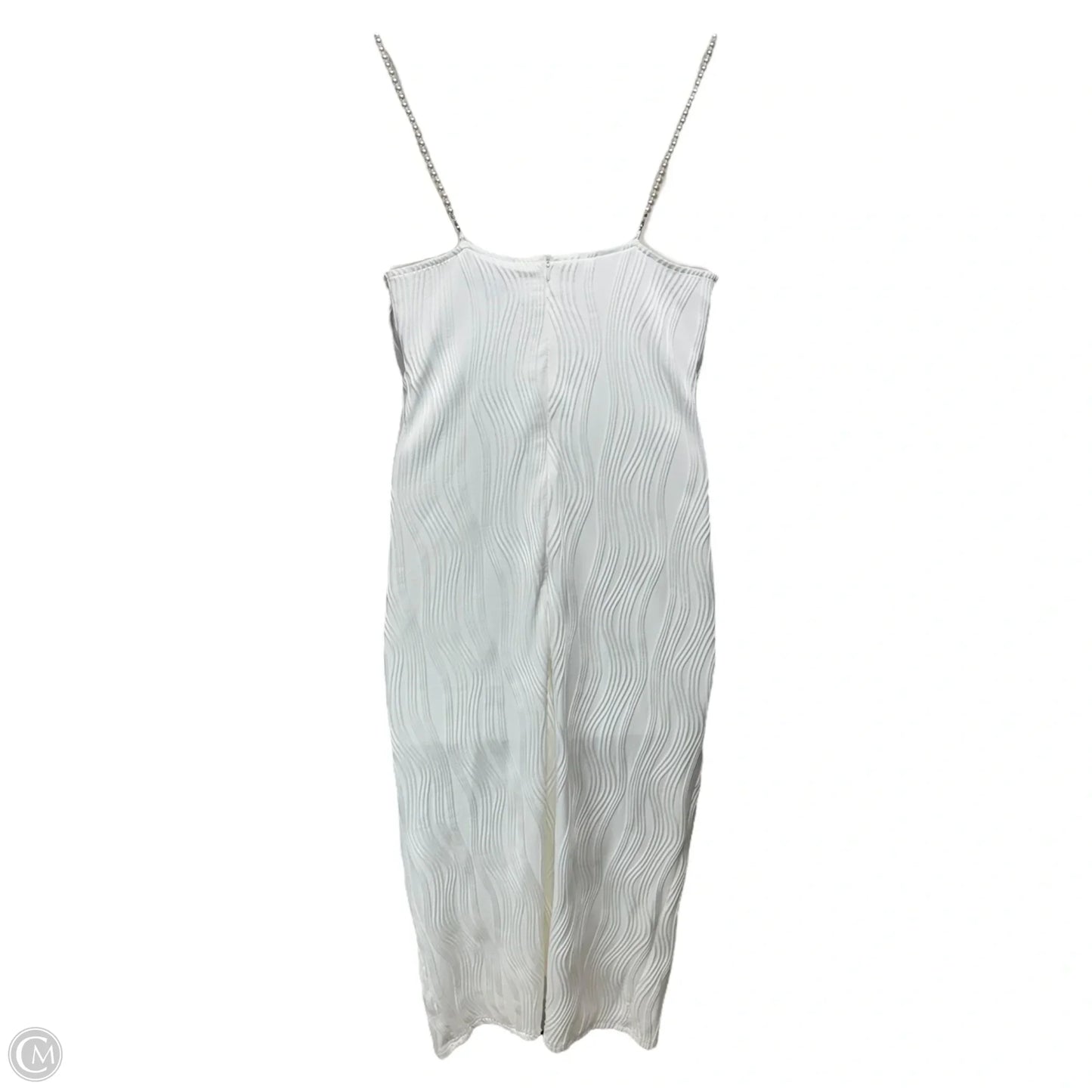 The Wave Textured Pearl Strap Midi Dress By Rihoas In White, Size: XL