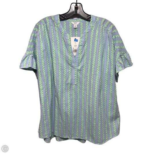 Top Short Sleeve By Crown And Ivy In Peri Striped Pattern, Size: Xl