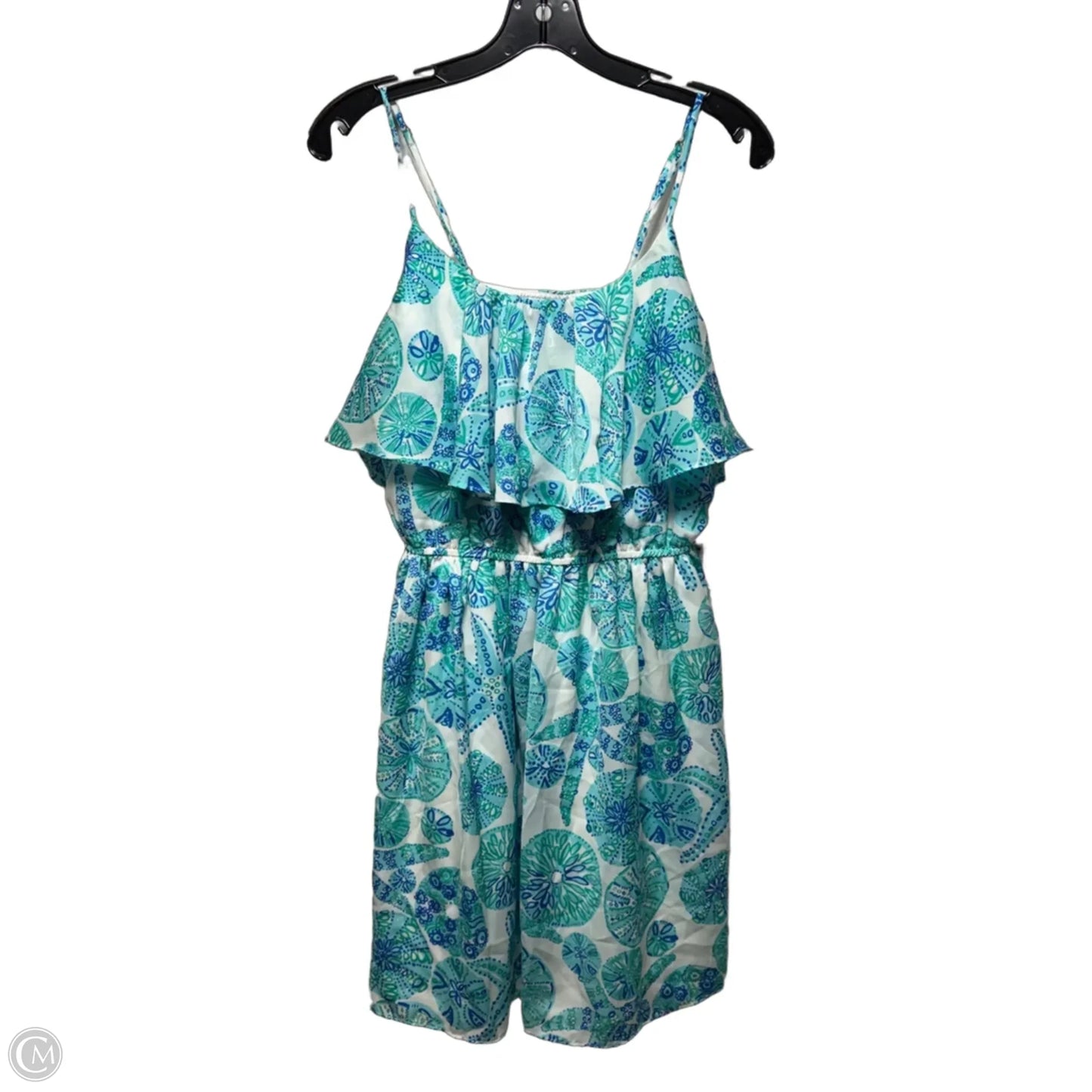 Sea Urchin For You Satin Flounce Dress Designer By Lilly Pulitzer For Target In Blue & White, Size: M