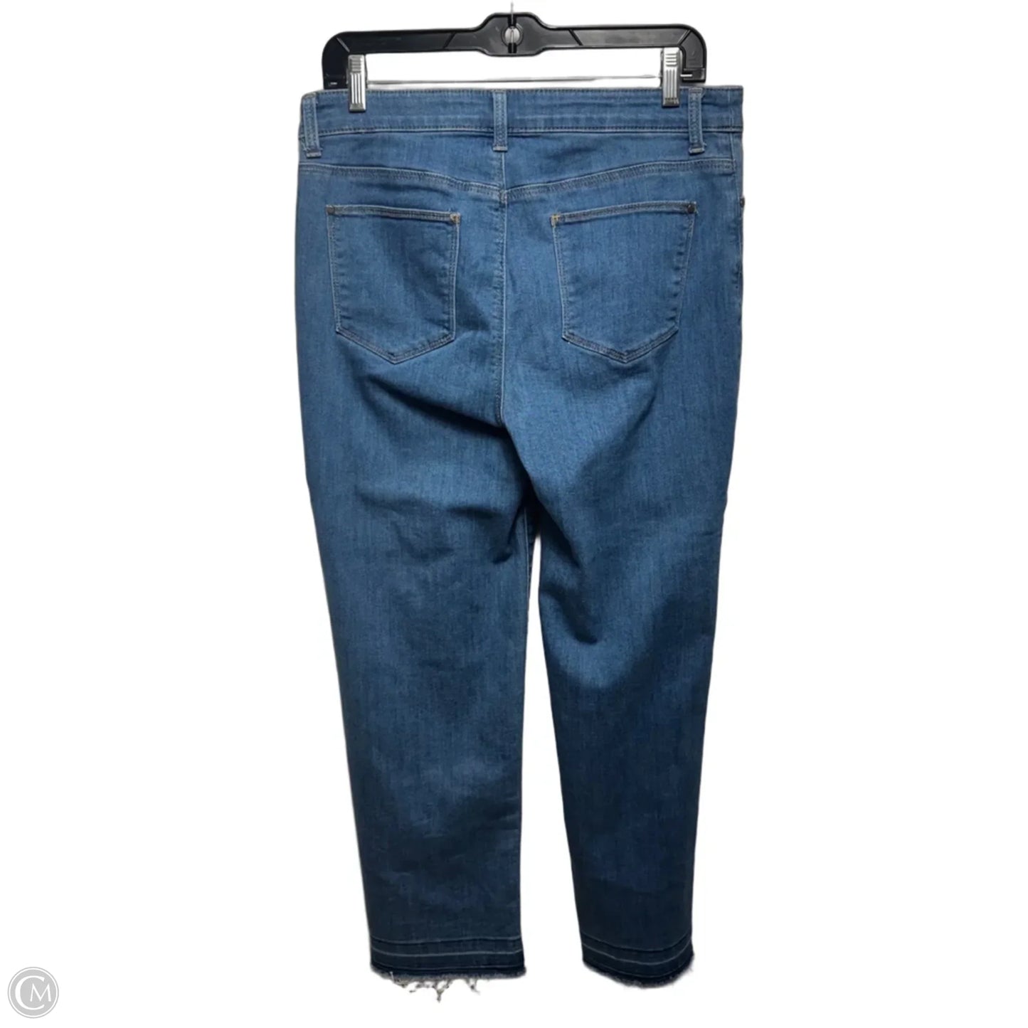 Stretch Girlfriend Straight Ankle Jeans By Chicos In Blue Denim, Size: 8
