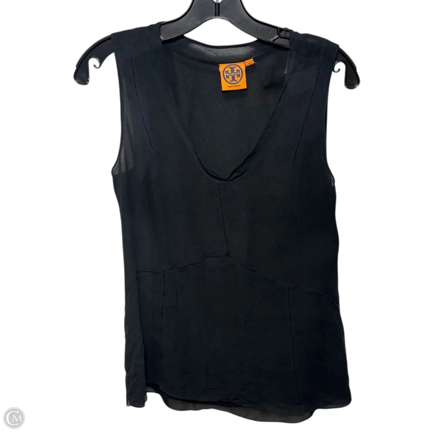 Silk Sleeveless Tank Top Designer By Tory Burch In Black, Size: 6