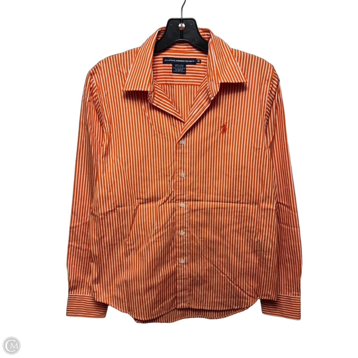 Top Long Sleeve By Ralph Lauren  Sport Blue Label In Striped Pattern, Size: 12