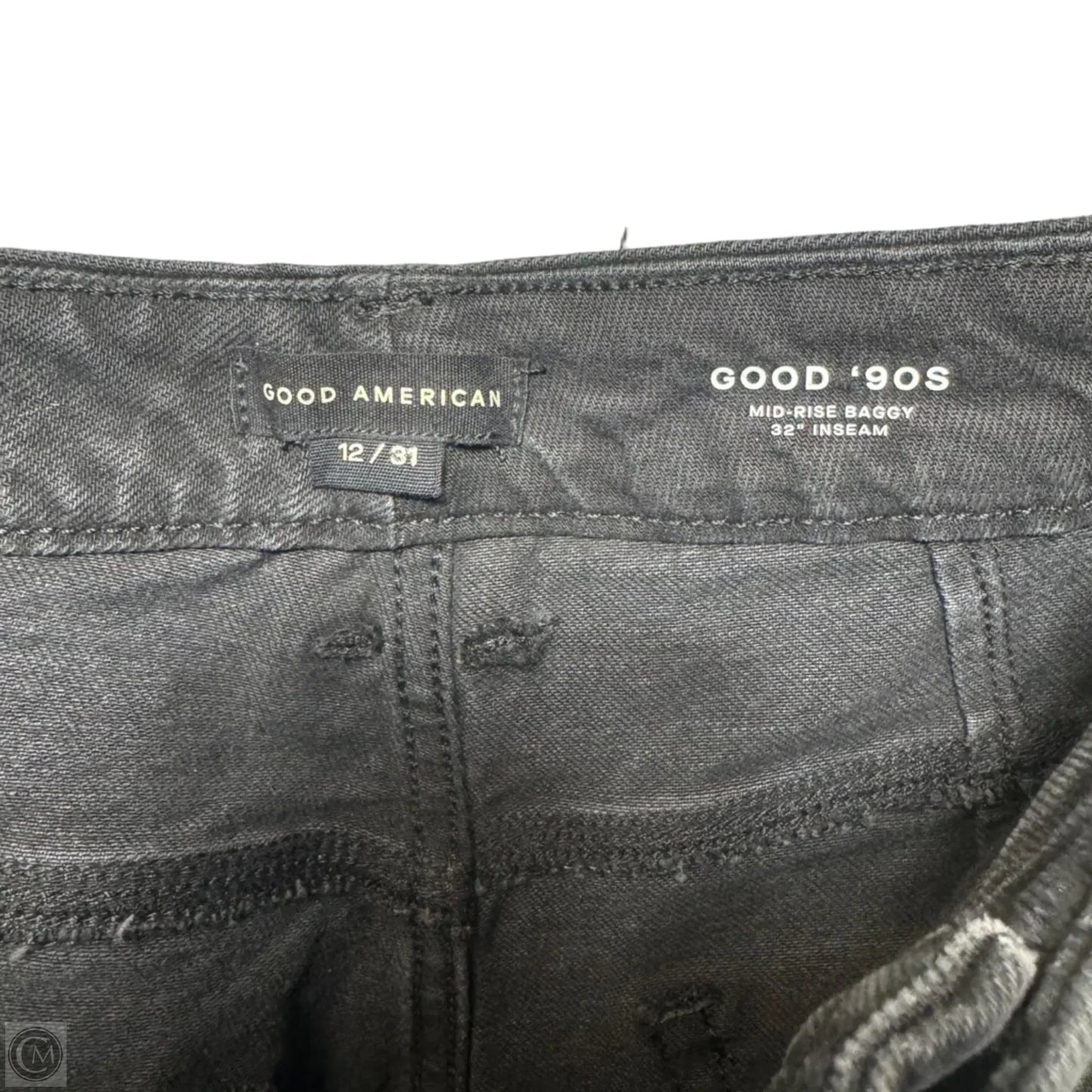 Good 90’s Relaxed Mid-Rise Relaxed Fit Dropped Crotch Jeans By Good American In Black, Size: 12/31