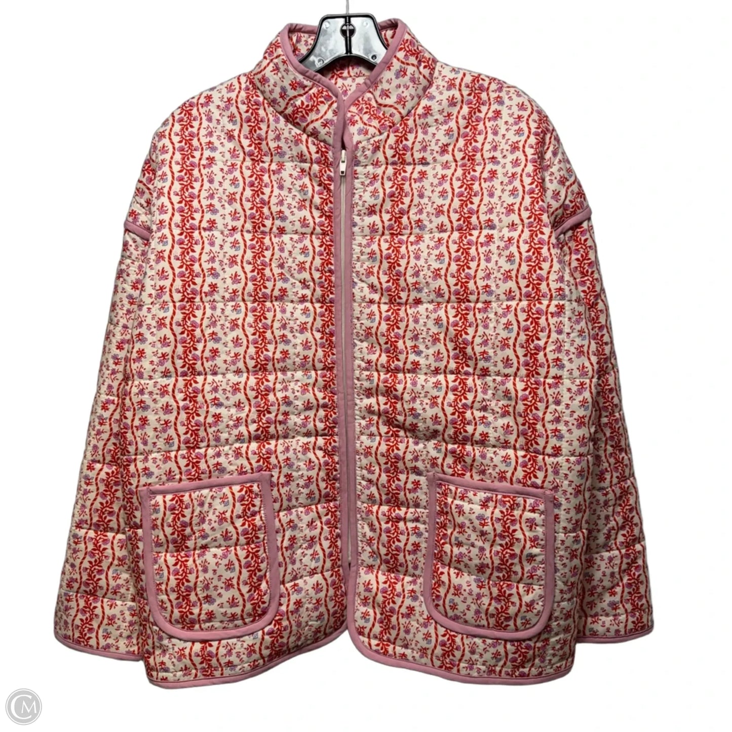 Jacket Puffer & Quilted By Vici In Cream & Red, Size: S