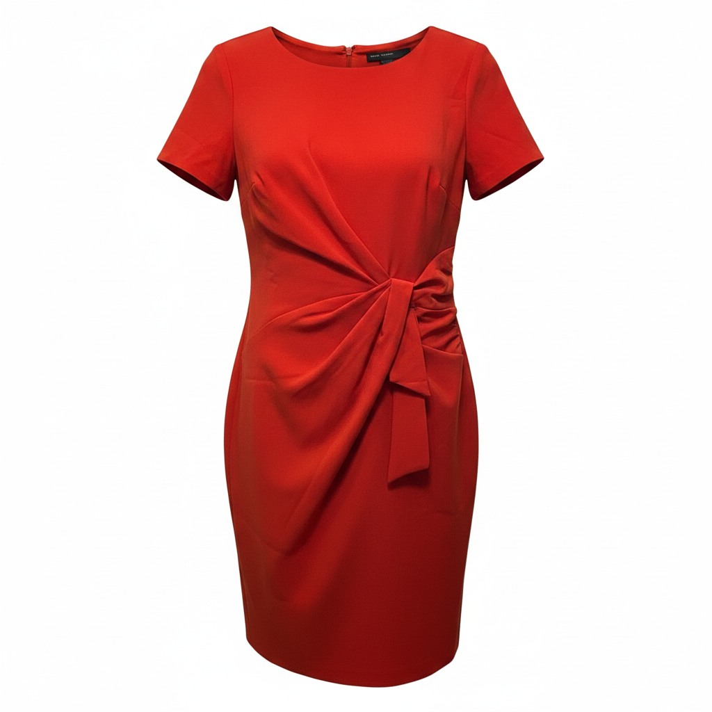 Cassidy Twist Front Above The Knee Dress By Maggy London In Red Clay, Size: 10