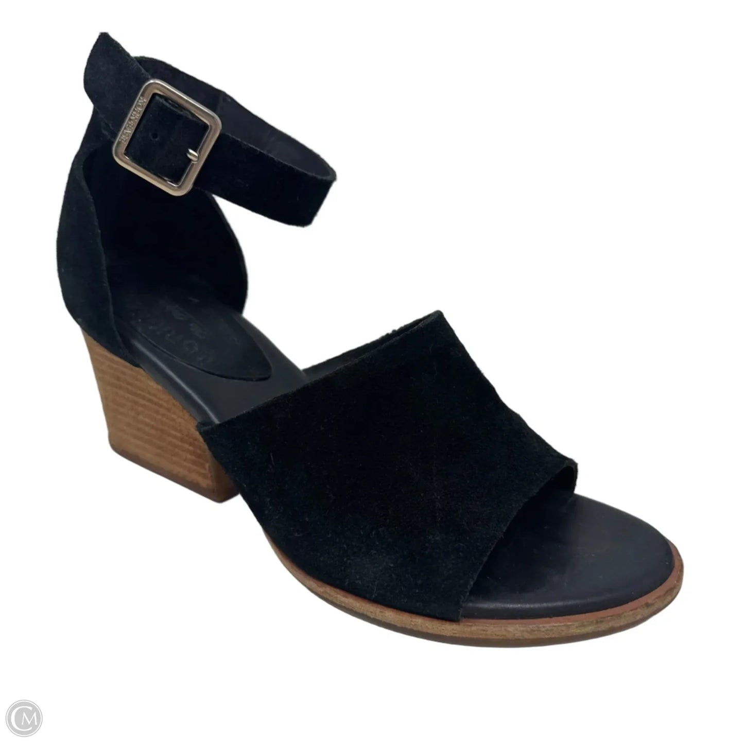 Suede Sandals Heels Block By Kork Ease In Black, Size: 7