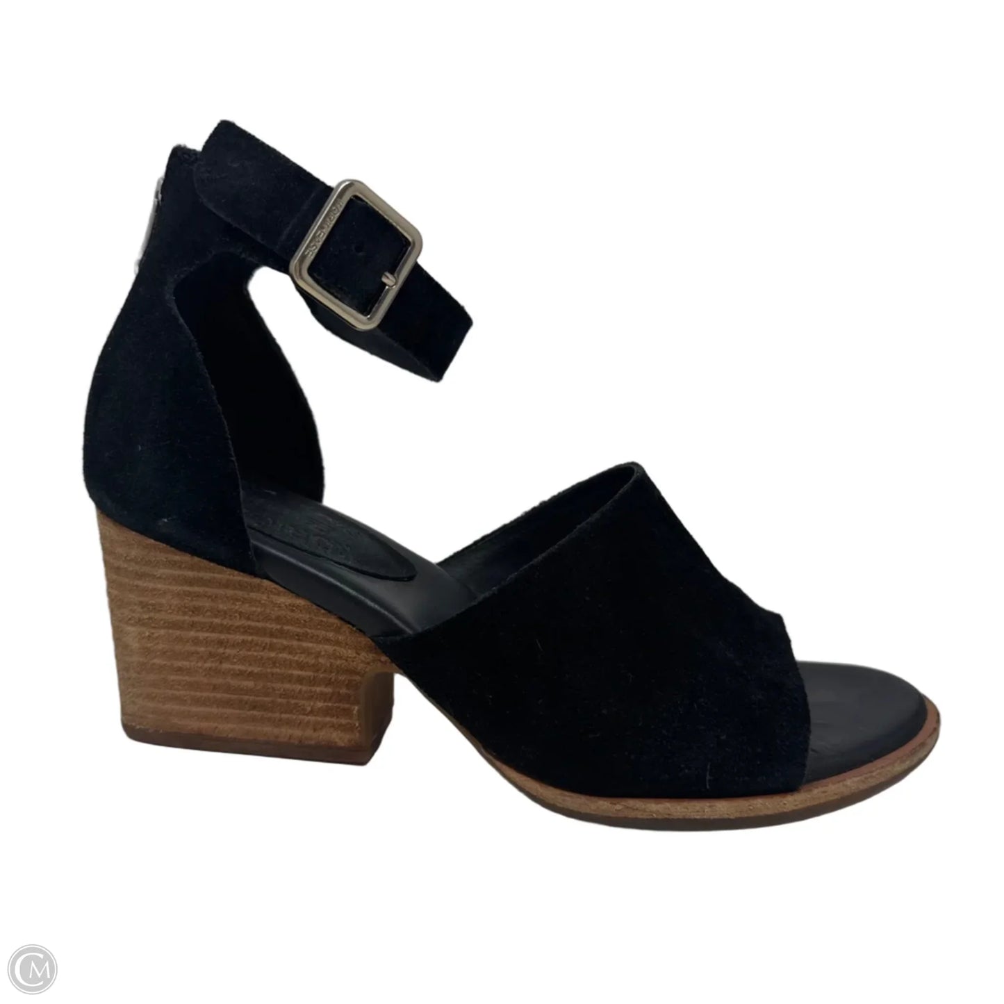 Suede Sandals Heels Block By Kork Ease In Black, Size: 7