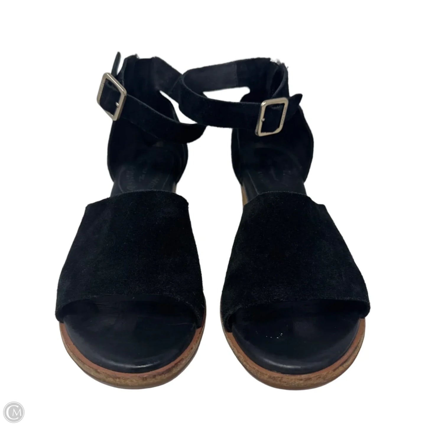 Suede Sandals Heels Block By Kork Ease In Black, Size: 7