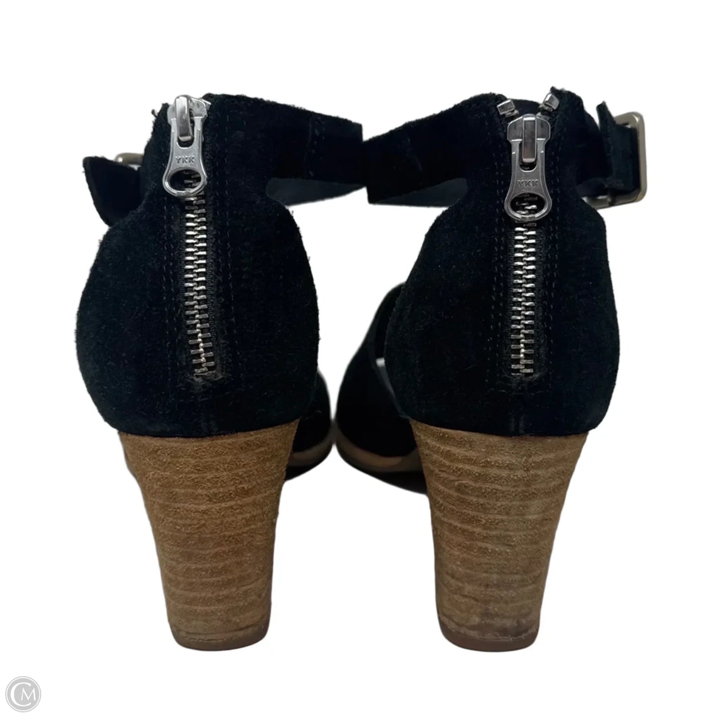 Suede Sandals Heels Block By Kork Ease In Black, Size: 7
