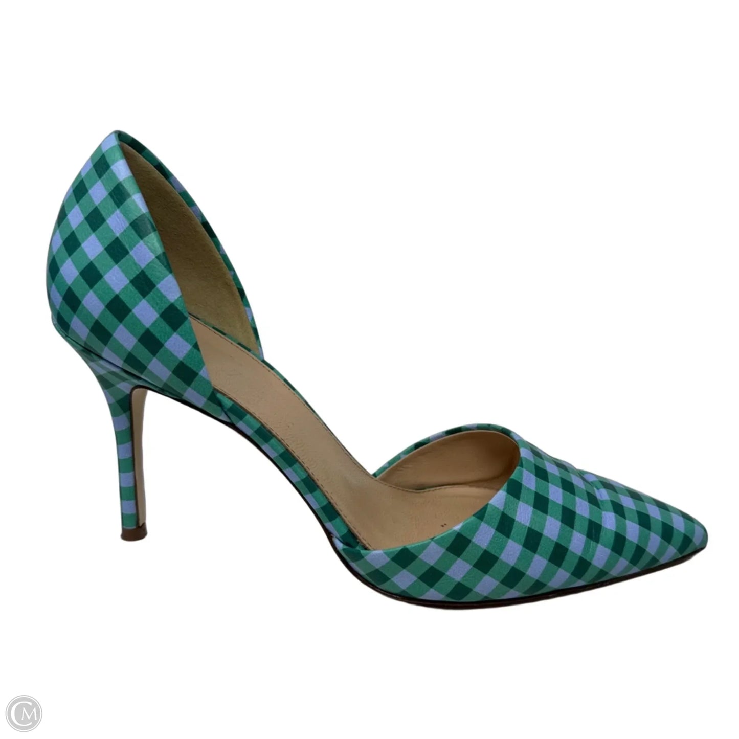 Elsie Gingham D’Orsay Shoes Heels Stiletto By J. Crew In Blue & Green, Size: 8