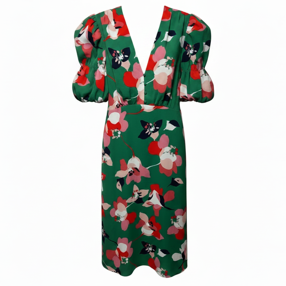 Pebble Crepe Midi Dress By Vince Camuto In Floral Print, Size: 4
