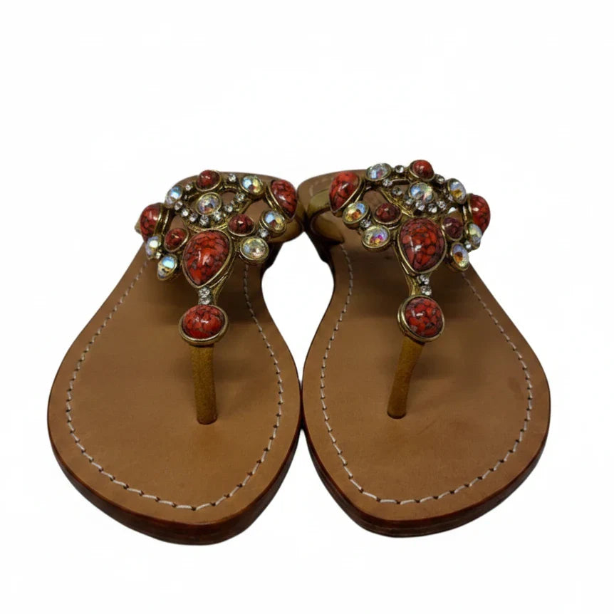 Sandals Flats By Tommy Bahama In Orange & Tan, Size: 9