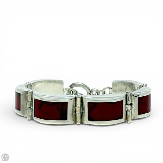 Mexican Sterling Silver & Red Jasper Inlay Bracelet