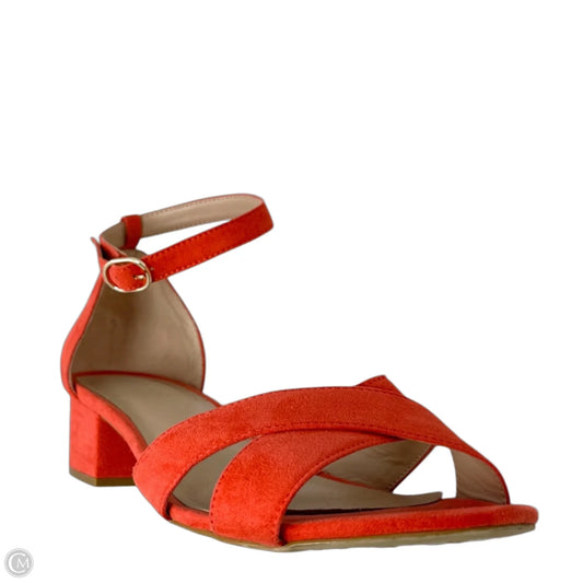 Rosetta Block Heel Sandals By Kelly And Katie In Orange, Size: 9