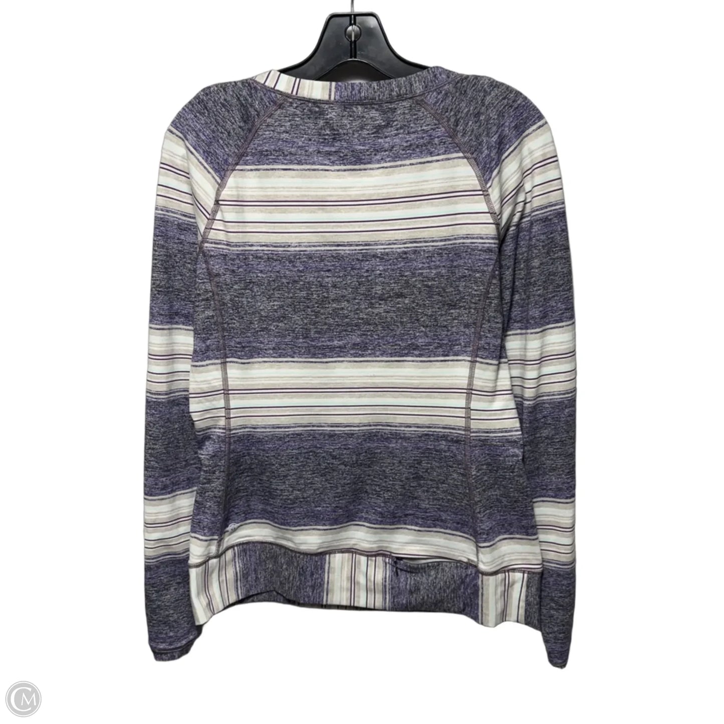 Athletic Top Long Sleeve Collar By Lululemon In Striped Pattern, Size: 10