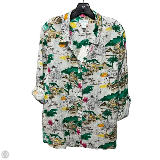 Linen Top Long Sleeve By Cynthia Rowley In Multi-colored, Size: 2x