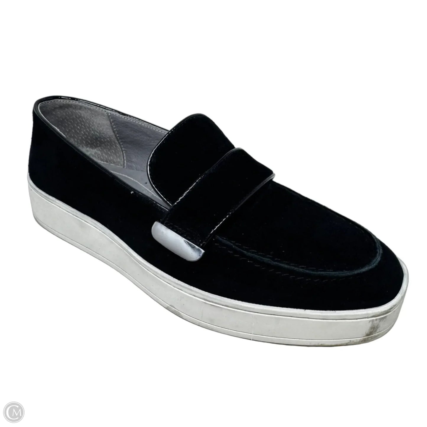 Suede Loafers Shoes Flats By Donald Pliner In Black, Size: 7