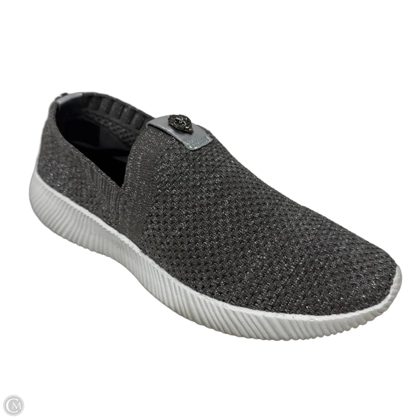 Metallic Knit Sneakers Shoes Designer By Kurt Geiger In Silver, Size: 8