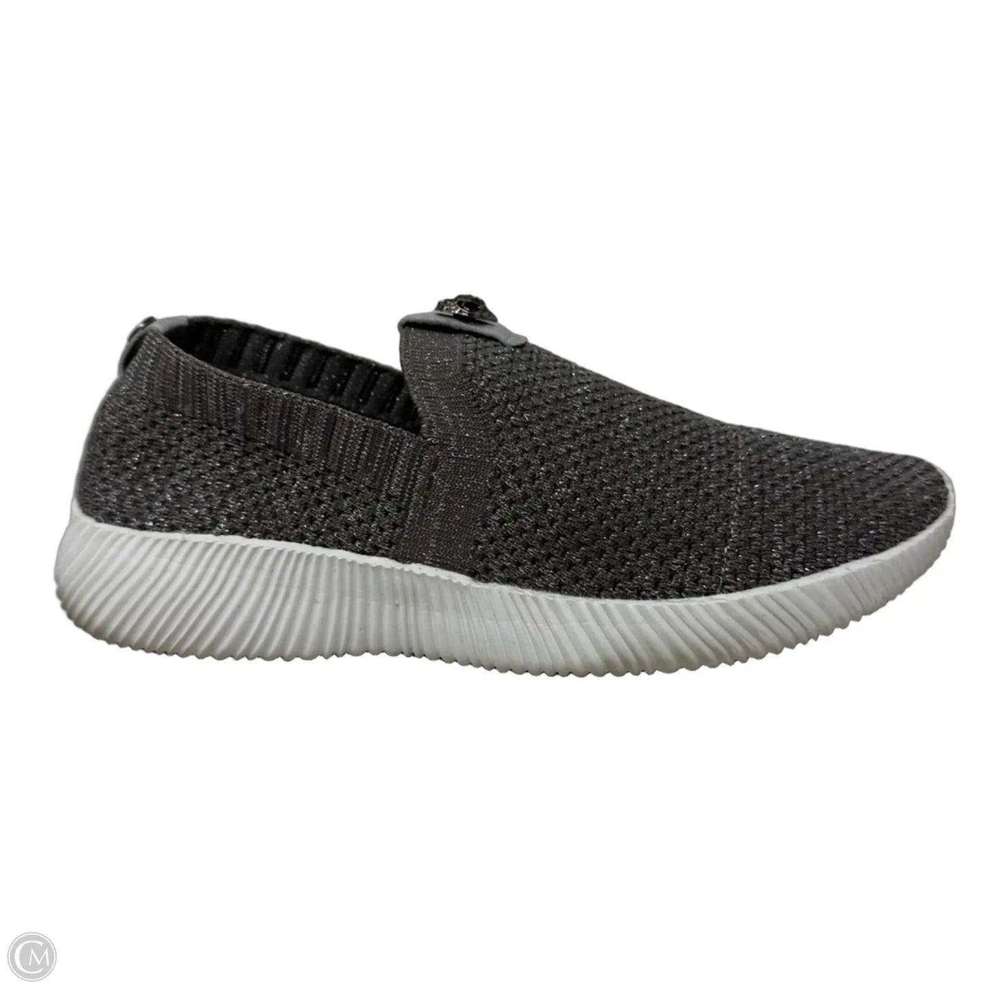 Metallic Knit Sneakers Shoes Designer By Kurt Geiger In Silver, Size: 8