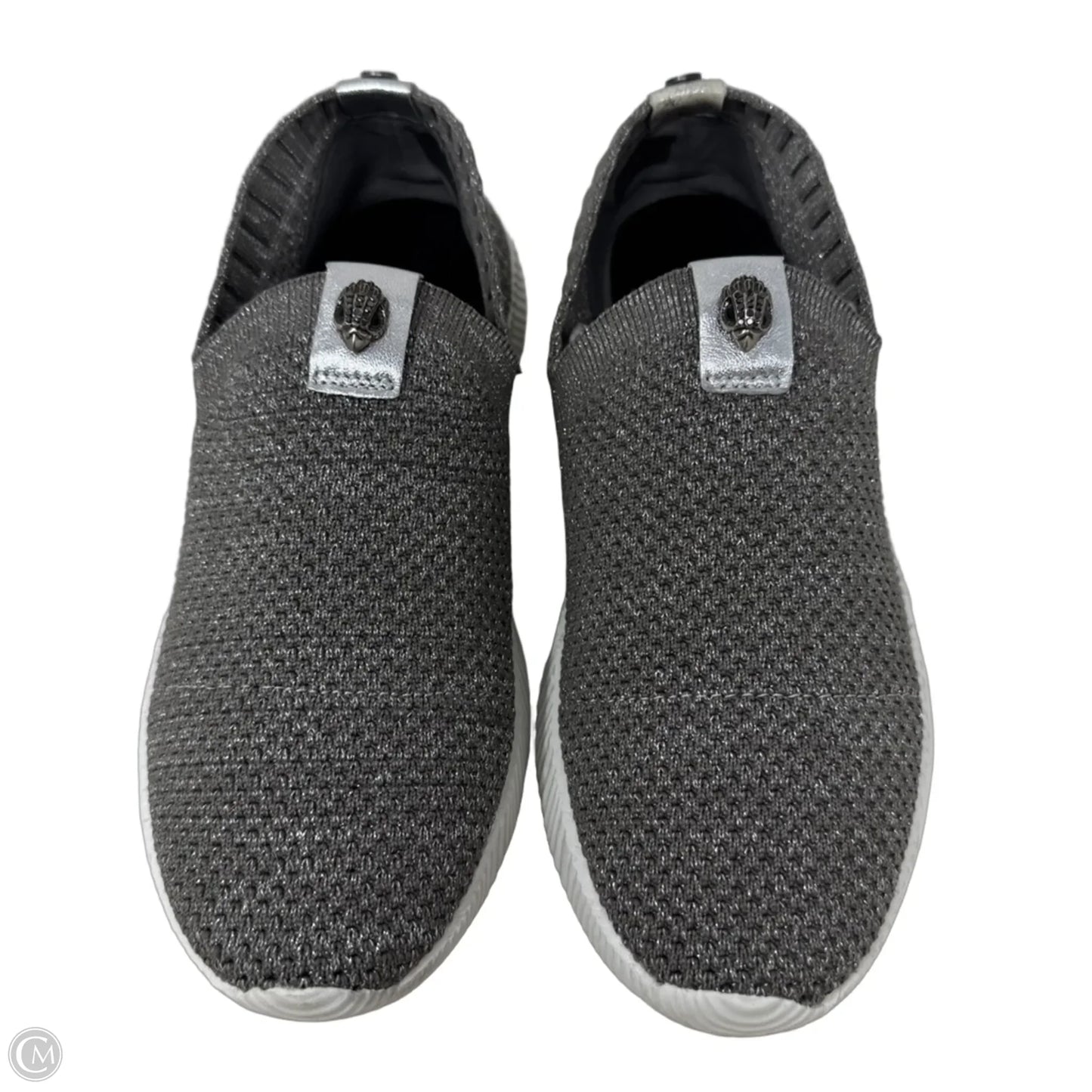 Metallic Knit Sneakers Shoes Designer By Kurt Geiger In Silver, Size: 8