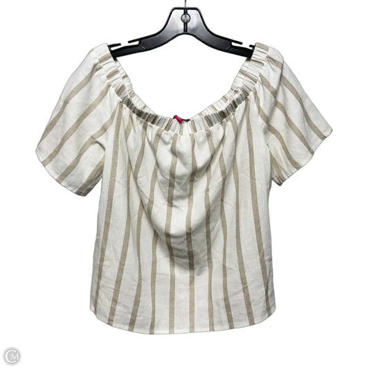 Linen Blend Off Shoulder Top Short Sleeve By Vince Camuto In Striped Pattern, Size: S