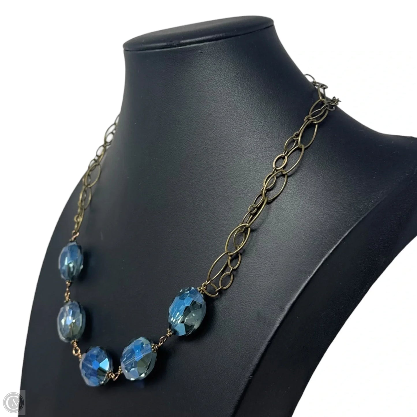 Blue Faceted Bead Chain Necklace