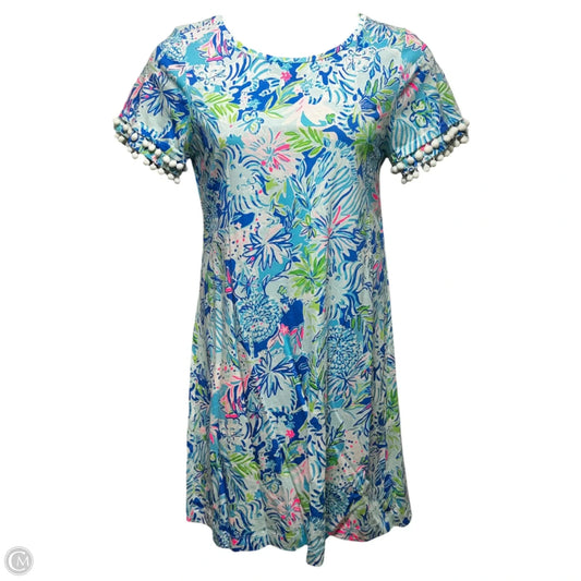 Lissie Pom Pom Dress Designer By Lilly Pulitzer In Coastal Blue Lion Around, Size: L