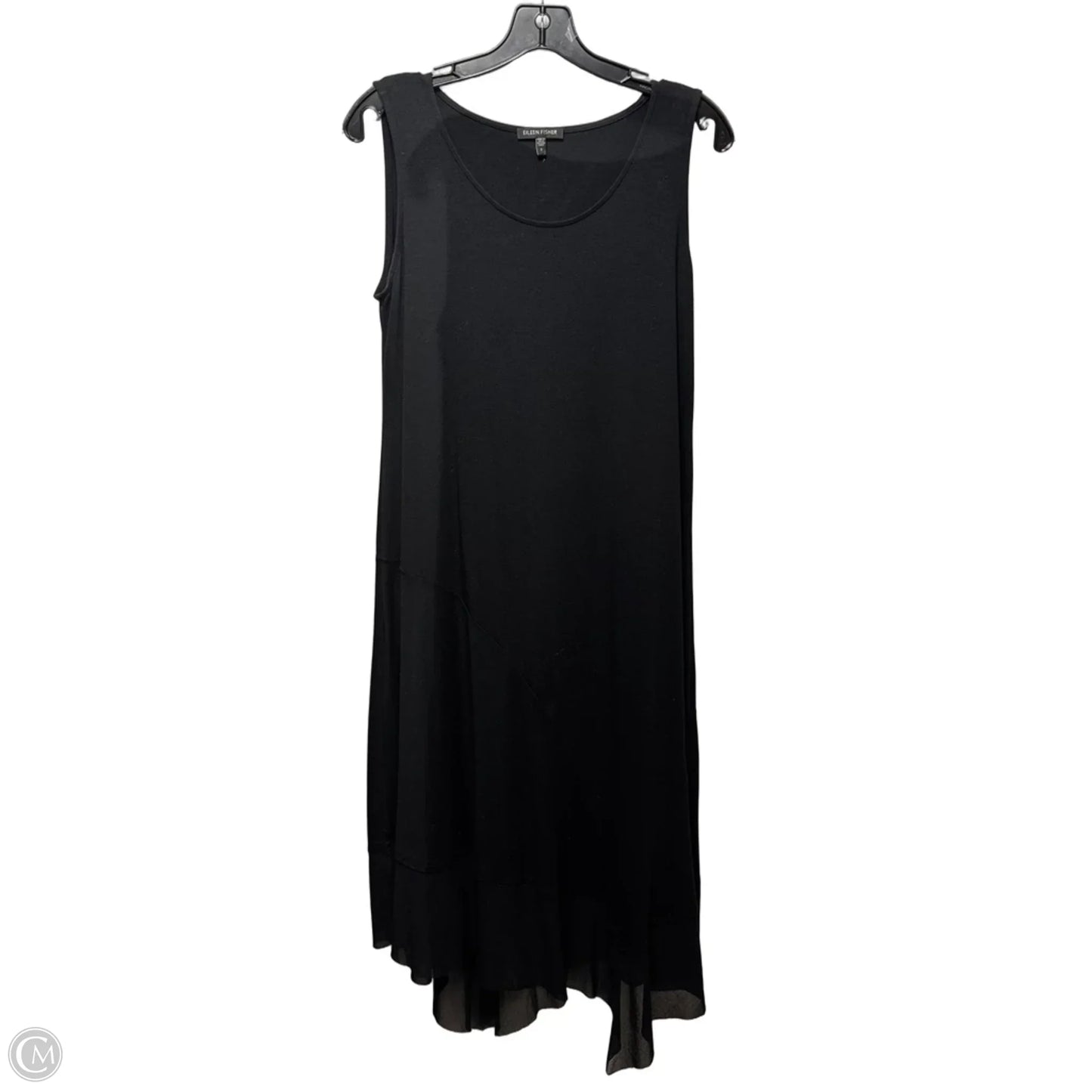 Asymmetrical Mesh Hem Dress Casual Midi By Eileen Fisher In Black, Size: S