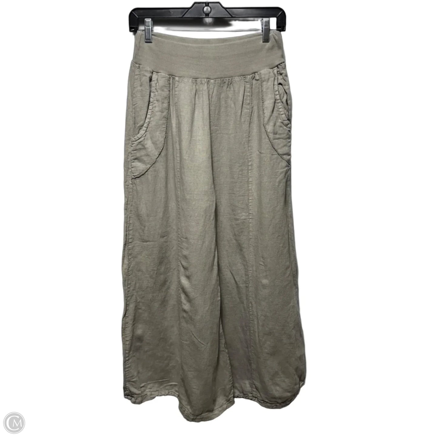 Emmie Linen Pallazo Pants By Tina Stephens In Taupe, Size: One Size