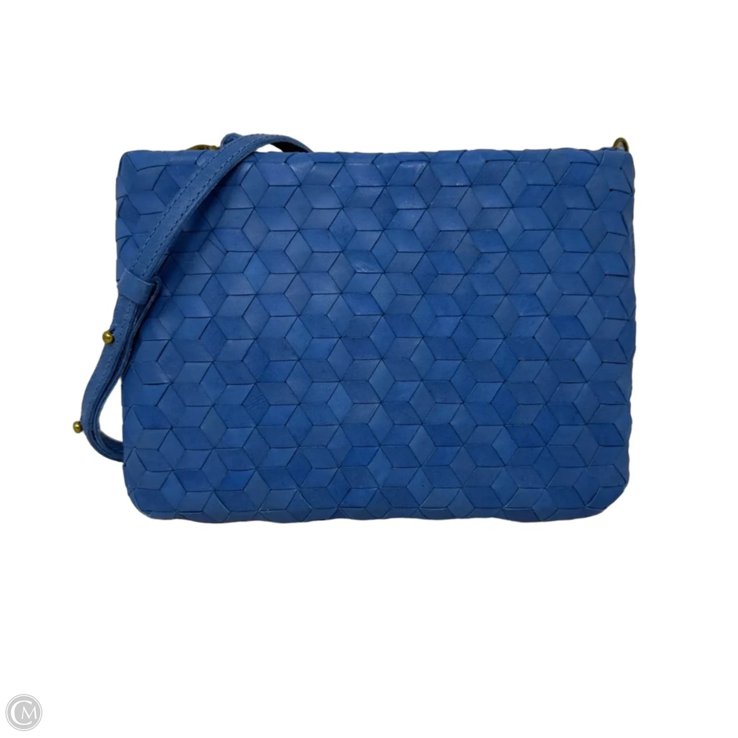Blue Leather Puffy Woven Crossbody Bag By Madewell, Size: Small