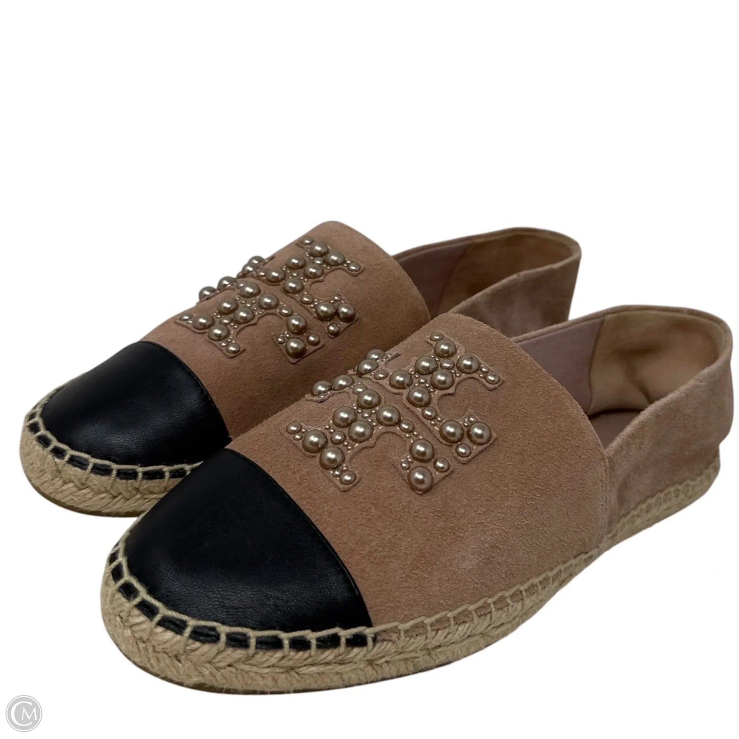 Pearl Logo Flat Espadrilles Designer By Tory Burch In Pink, Size: 11