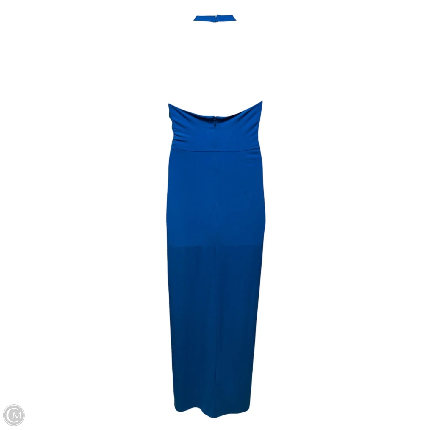 Leah Stretch Crepe Halter Neck Maxi Dress By Badgley Mischka In Blue, Size: 6