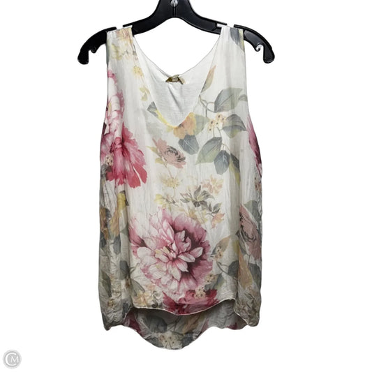 Silk Top Sleeveless By Giusy In Floral Print, Size: M