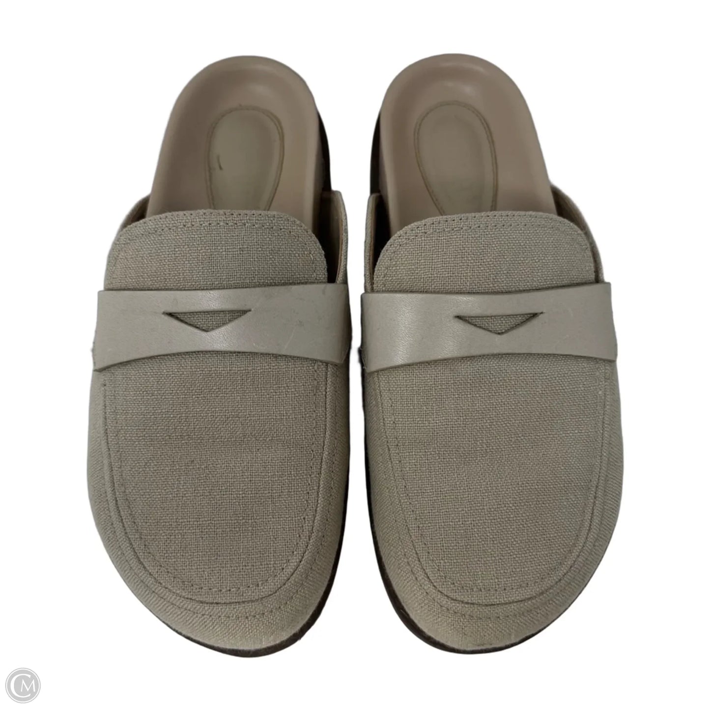 Ava Linen Flat Slides By Schutz In Beige, Size: 11